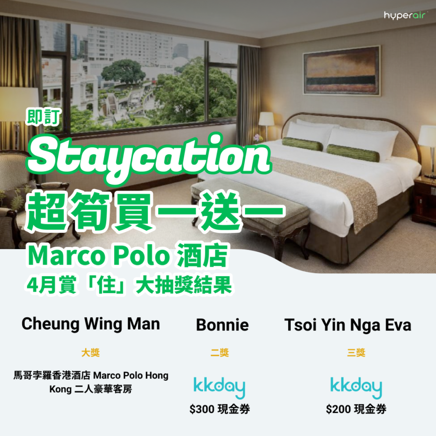 免費送你一晚 Staycation !4月抽奬賞「住」大抽奬結果公佈 1 20220401 Apruckydrawresult